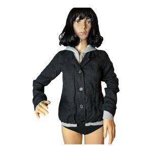 Central Park West Sahara Hooded jacket in Linen Black & Gray size XS